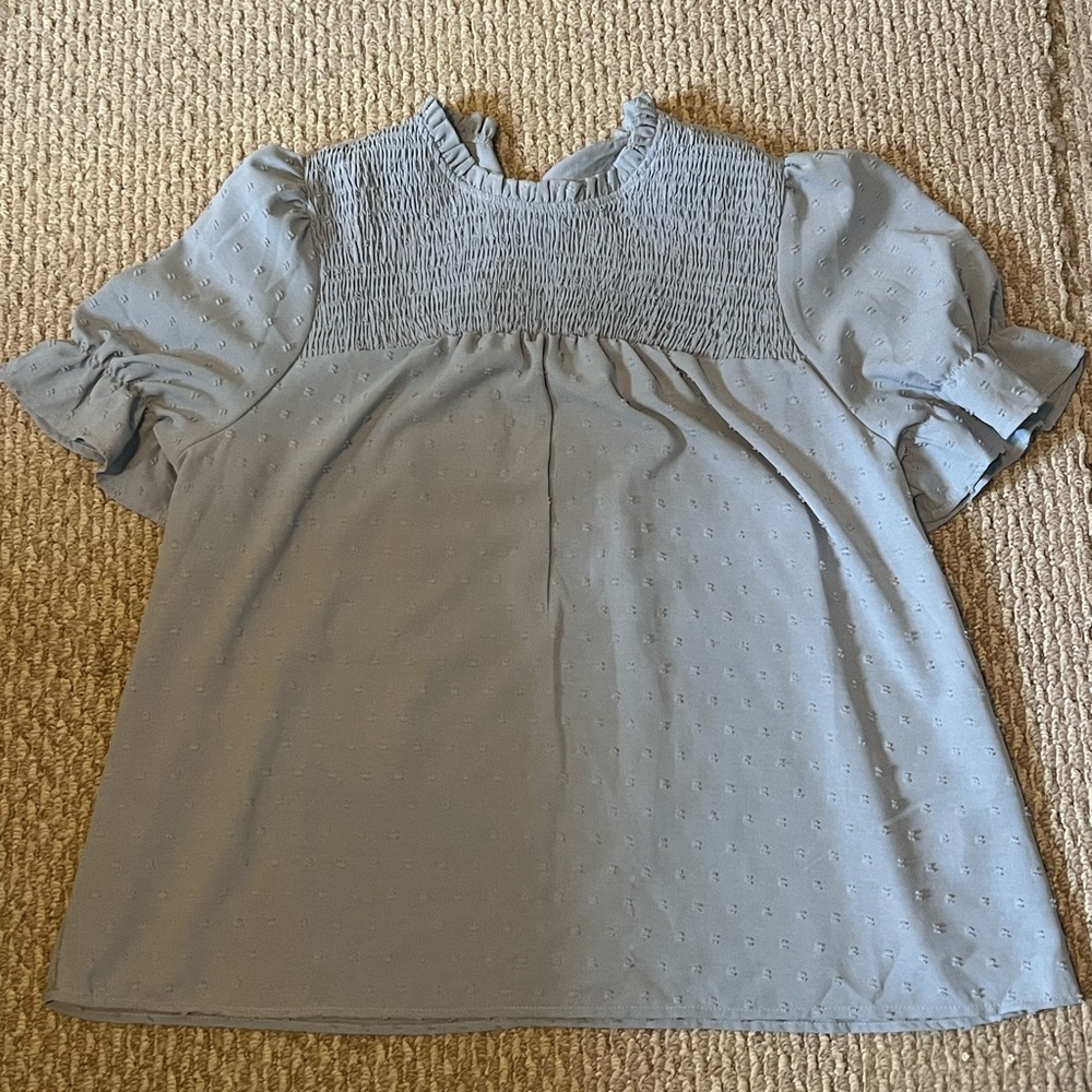 SHEIN Light Blue Textured Blouse